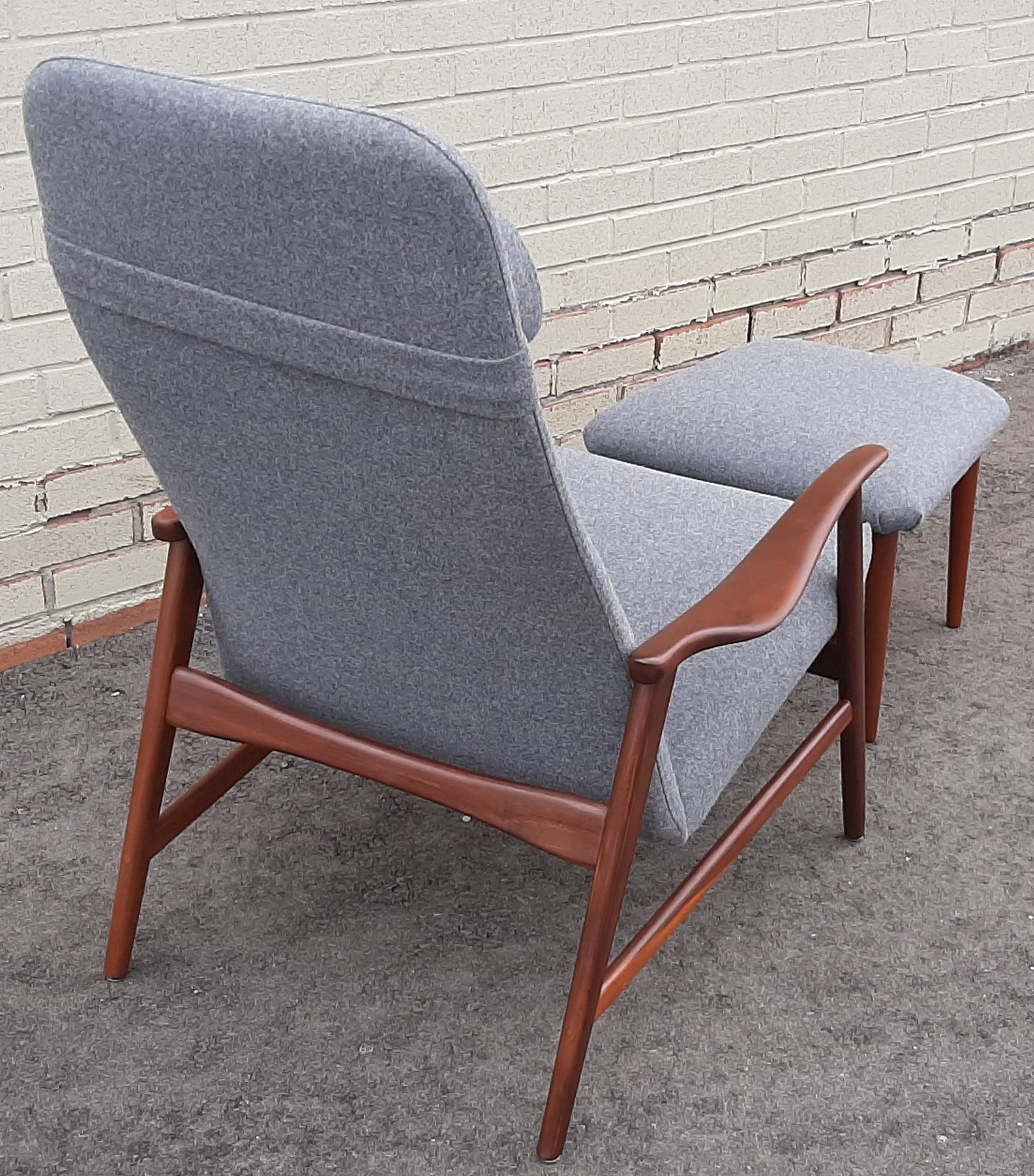 Will be REFINISHED & REUPHOLSTERED Danish MCM Teak Lounge Chair Recliner by Arne Vodder and Anton Borg