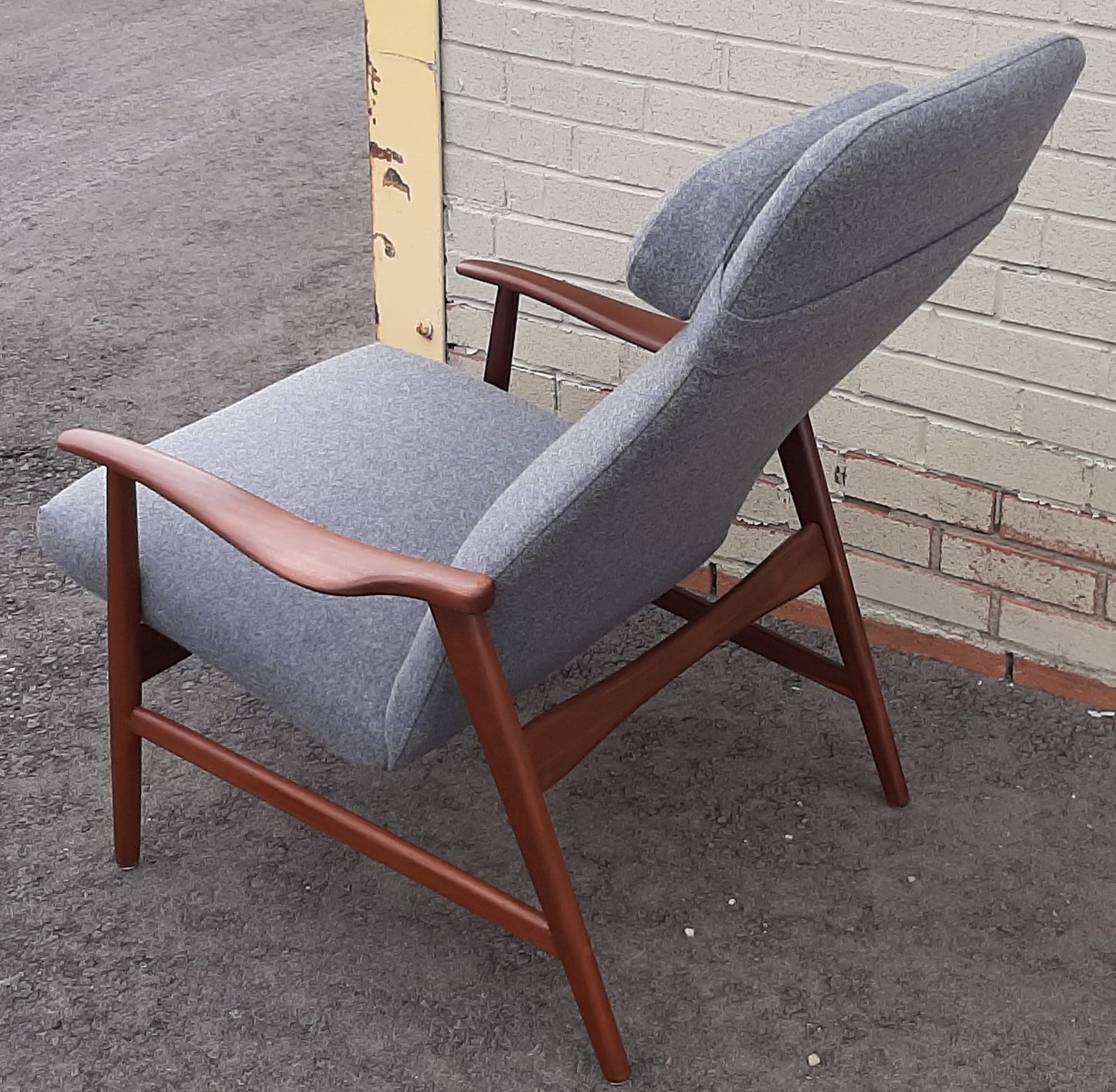 Will be REFINISHED & REUPHOLSTERED Danish MCM Teak Lounge Chair Recliner by Arne Vodder and Anton Borg