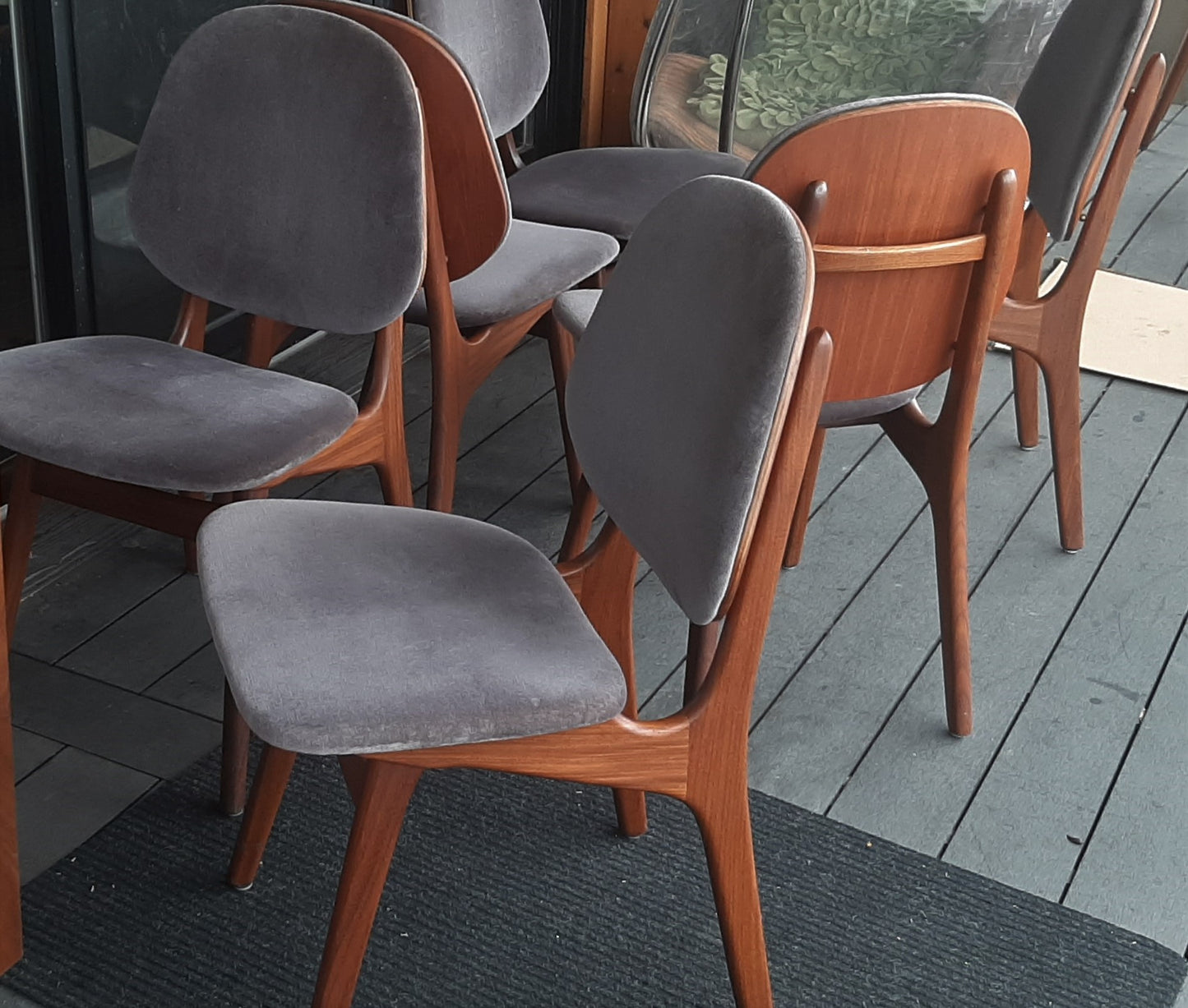 6 REFINISHED Danish MCM Teak Shield Back Chairs by Arne Hovmand-Olsen