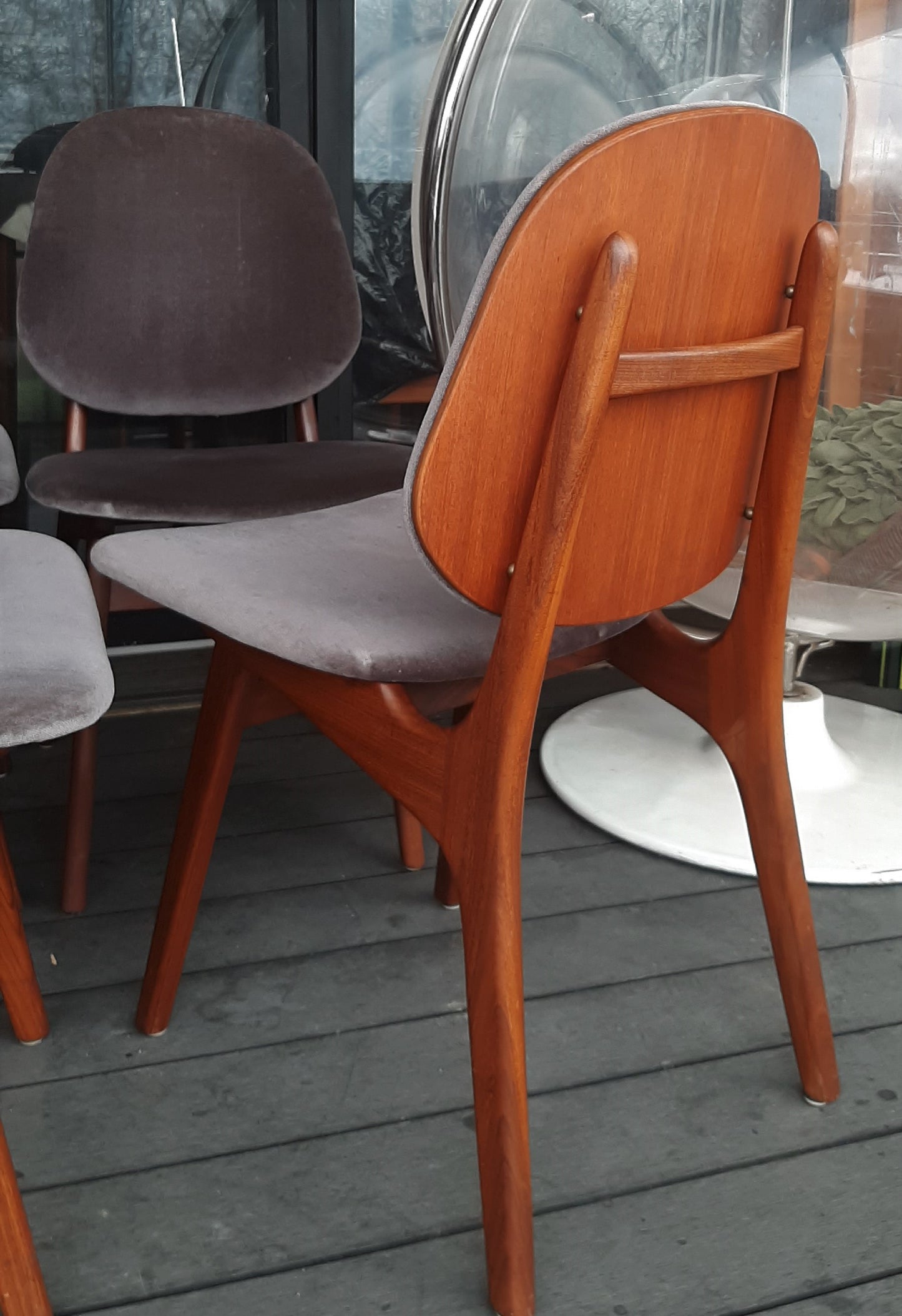 6 REFINISHED Danish MCM Teak Shield Back Chairs by Arne Hovmand-Olsen