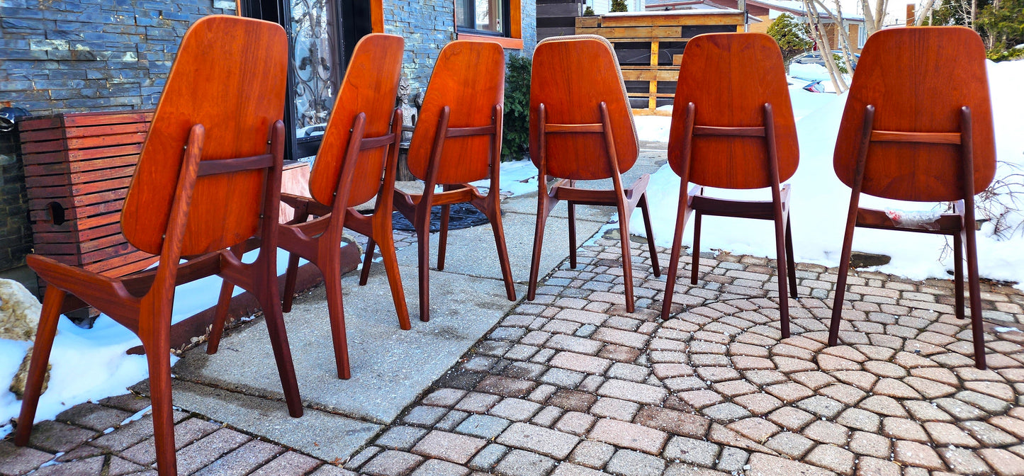 6 REFINISHED Danish MCM Teak Shield Back Chairs by Arne Hovmand-Olsen