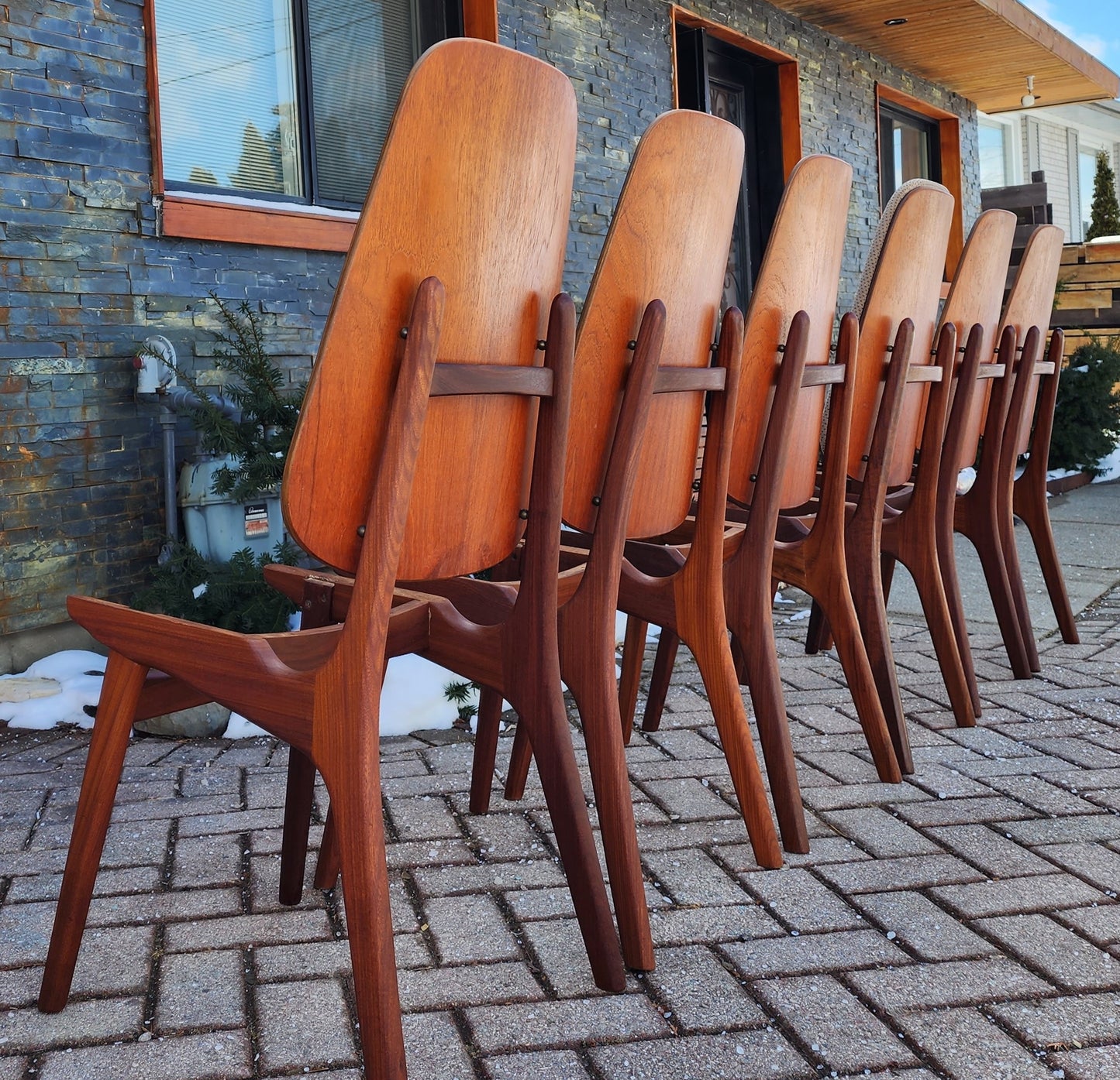 6 REFINISHED Danish MCM Teak Shield Back Chairs by Arne Hovmand-Olsen