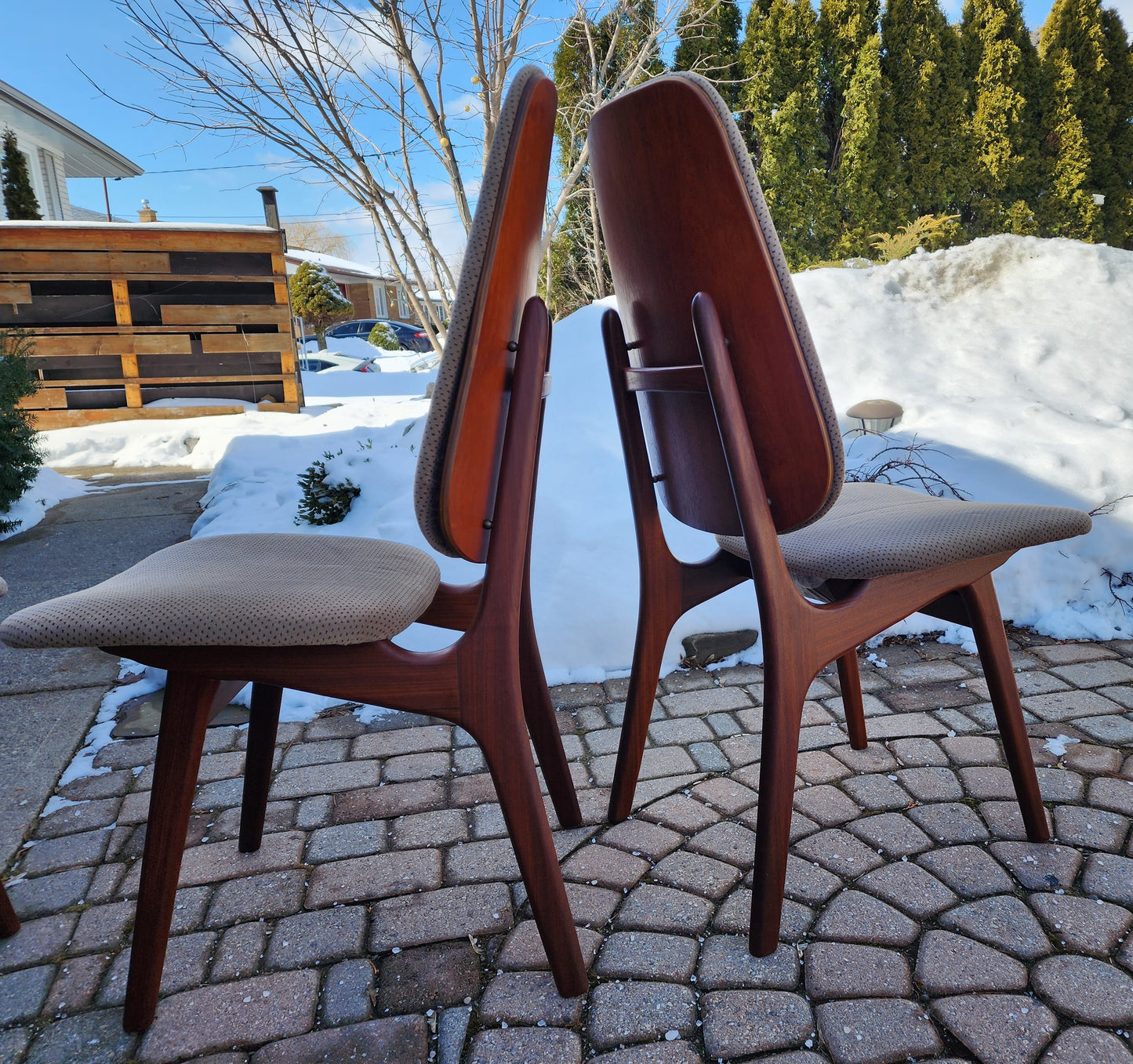 6 REFINISHED Danish MCM Teak Shield Back Chairs by Arne Hovmand-Olsen