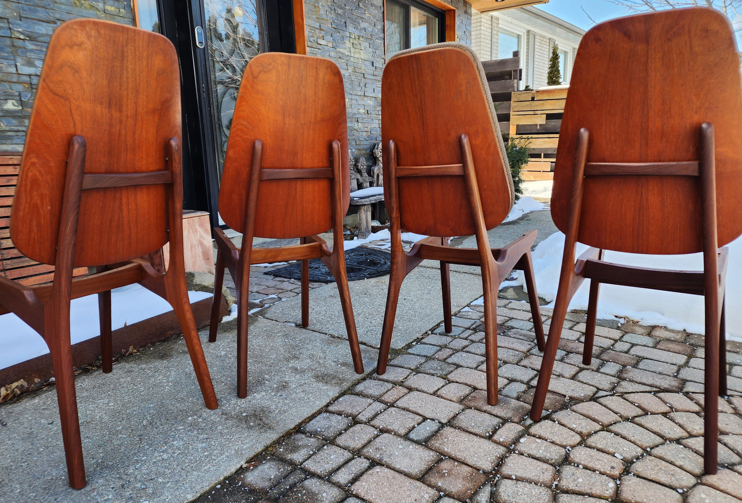 6 REFINISHED Danish MCM Teak Shield Back Chairs by Arne Hovmand-Olsen