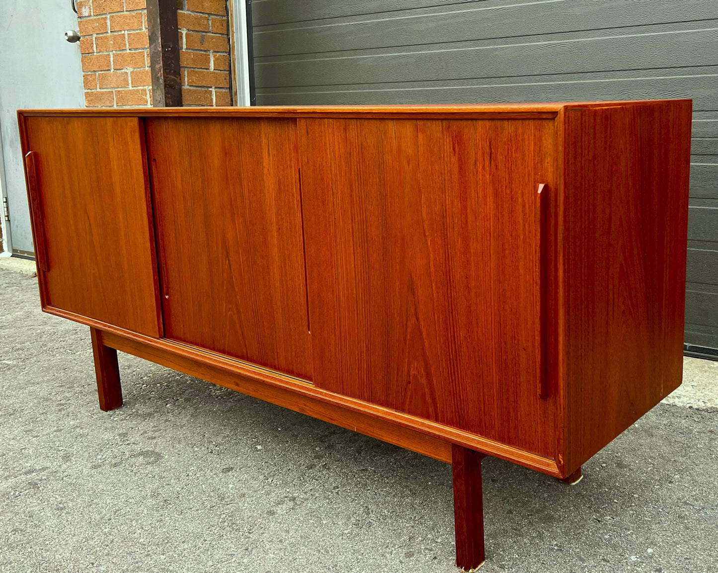 REFINISHED Danish Mid Century Modern Teak Credenza by Kofod Larsen, 60.25"