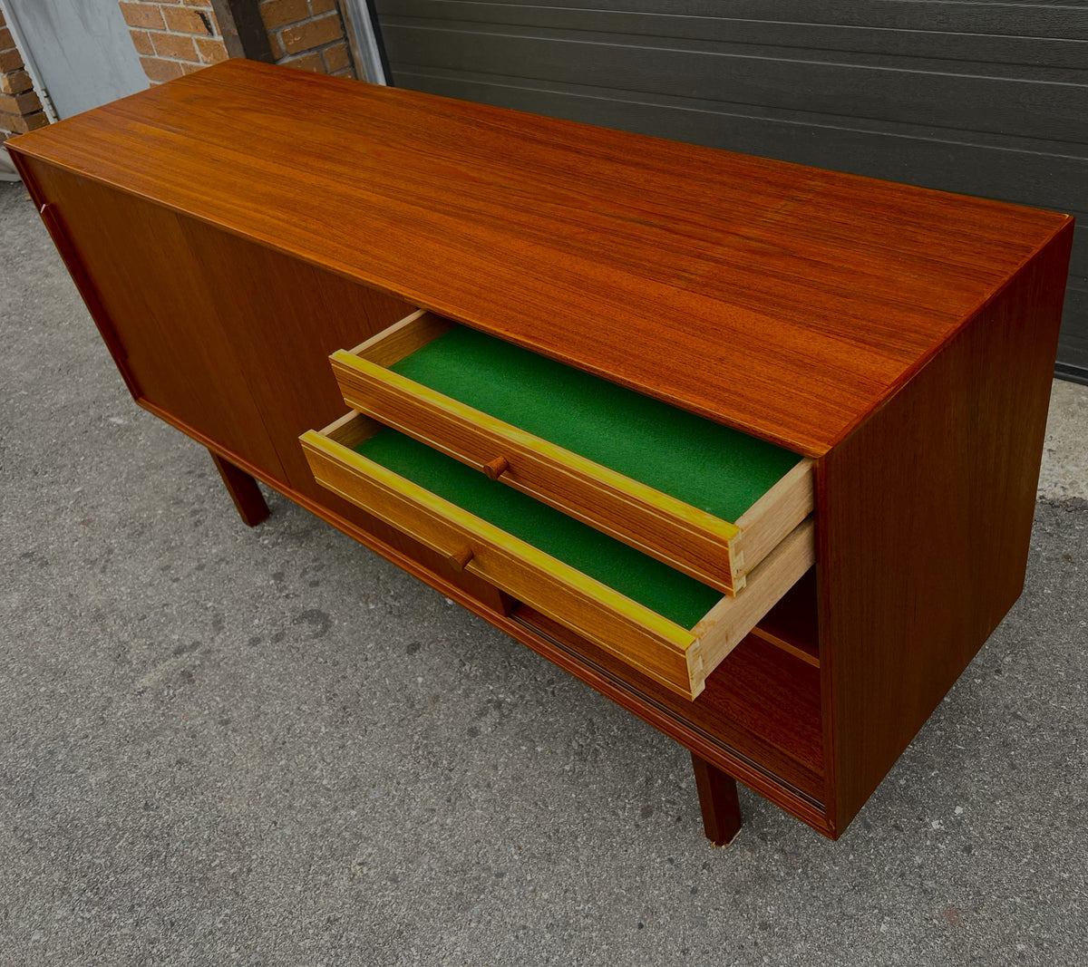 REFINISHED Danish Mid Century Modern Teak Credenza by Kofod Larsen, 60.25