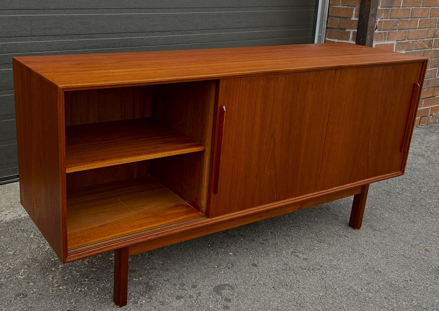 REFINISHED Danish Mid Century Modern Teak Credenza by Kofod Larsen, 60.25"