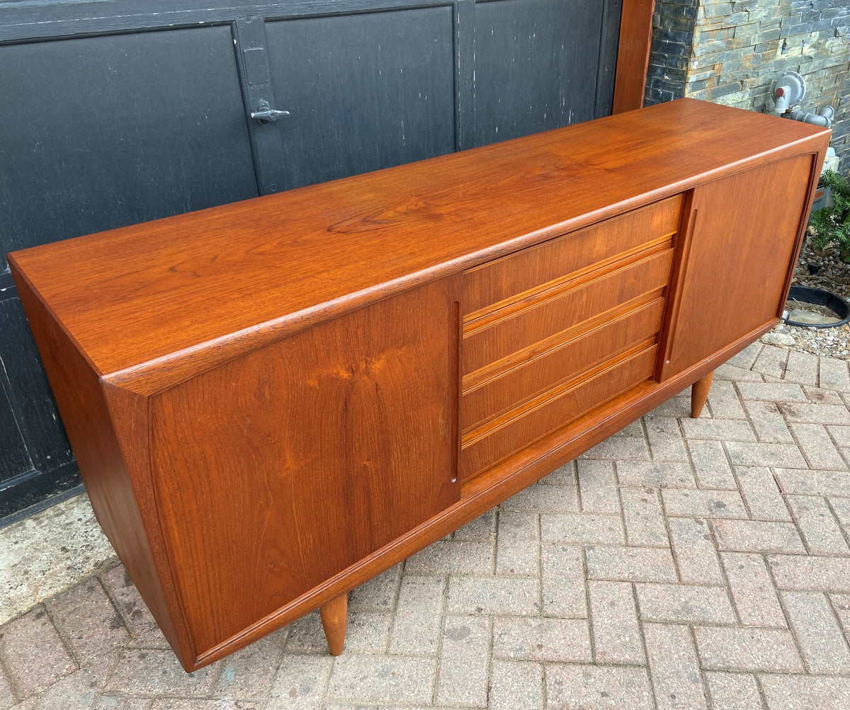 REFINISHED Danish MCM Teak Sideboard attributed to H.P. Hansen, 6 ft