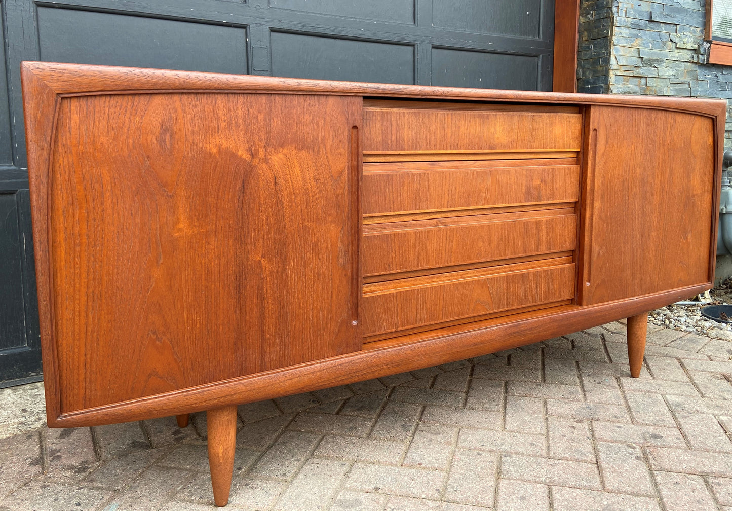 REFINISHED Danish MCM Teak Sideboard by H.P. Hansen, 6 ft