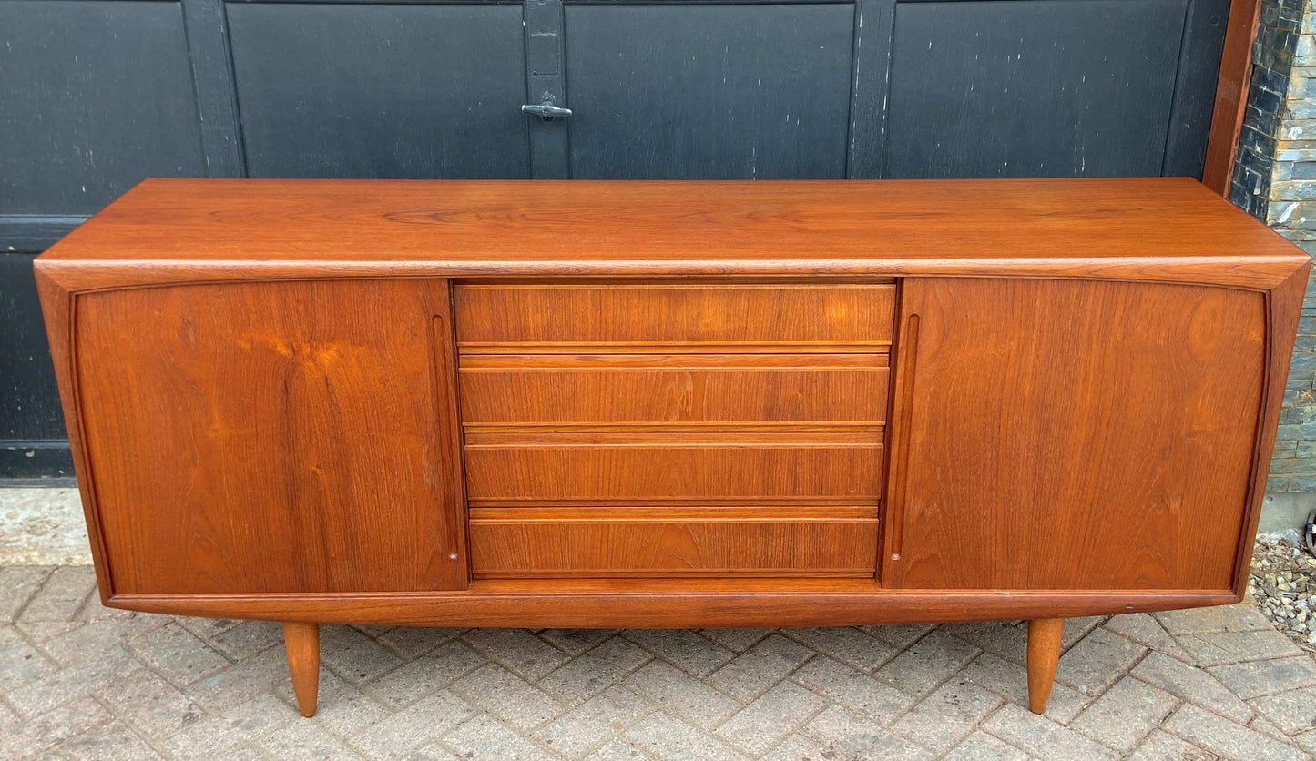 REFINISHED Danish MCM Teak Sideboard by H.P. Hansen, 6 ft