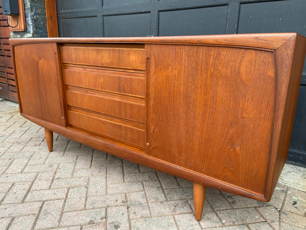 REFINISHED Danish MCM Teak Sideboard attributed to H.P. Hansen, 6 ft