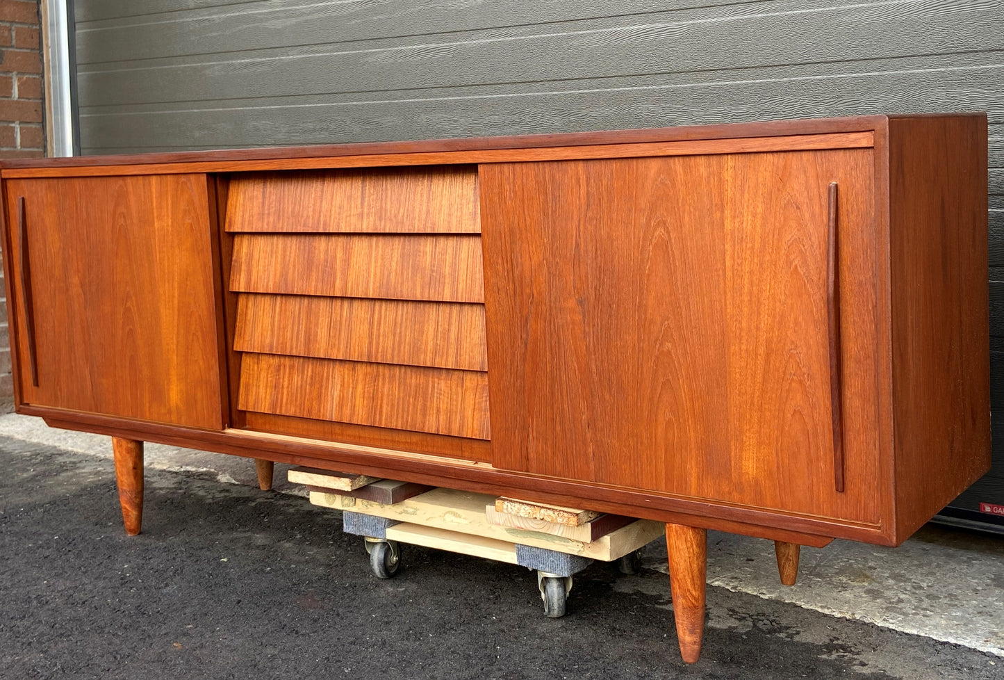 REFINISHED MCM Teak Sideboard Buffet 6 ft , PERFECT