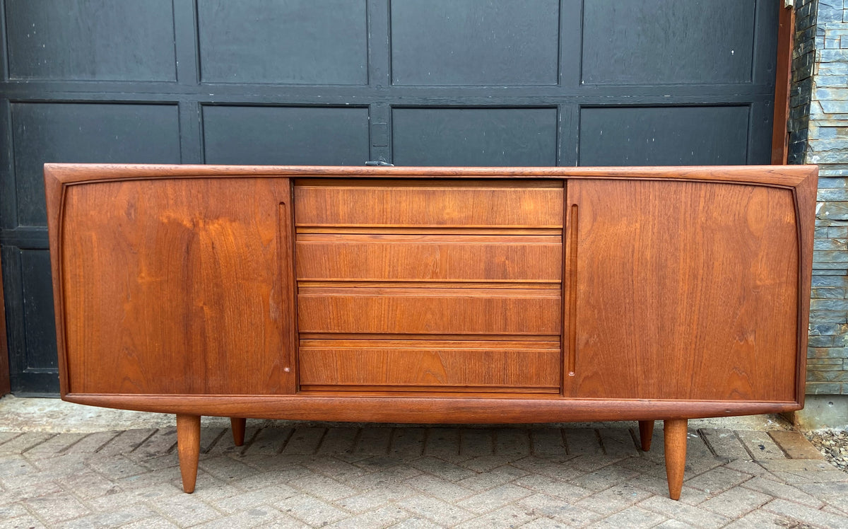 REFINISHED Danish MCM Teak Sideboard attributed to H.P. Hansen, 6 ft