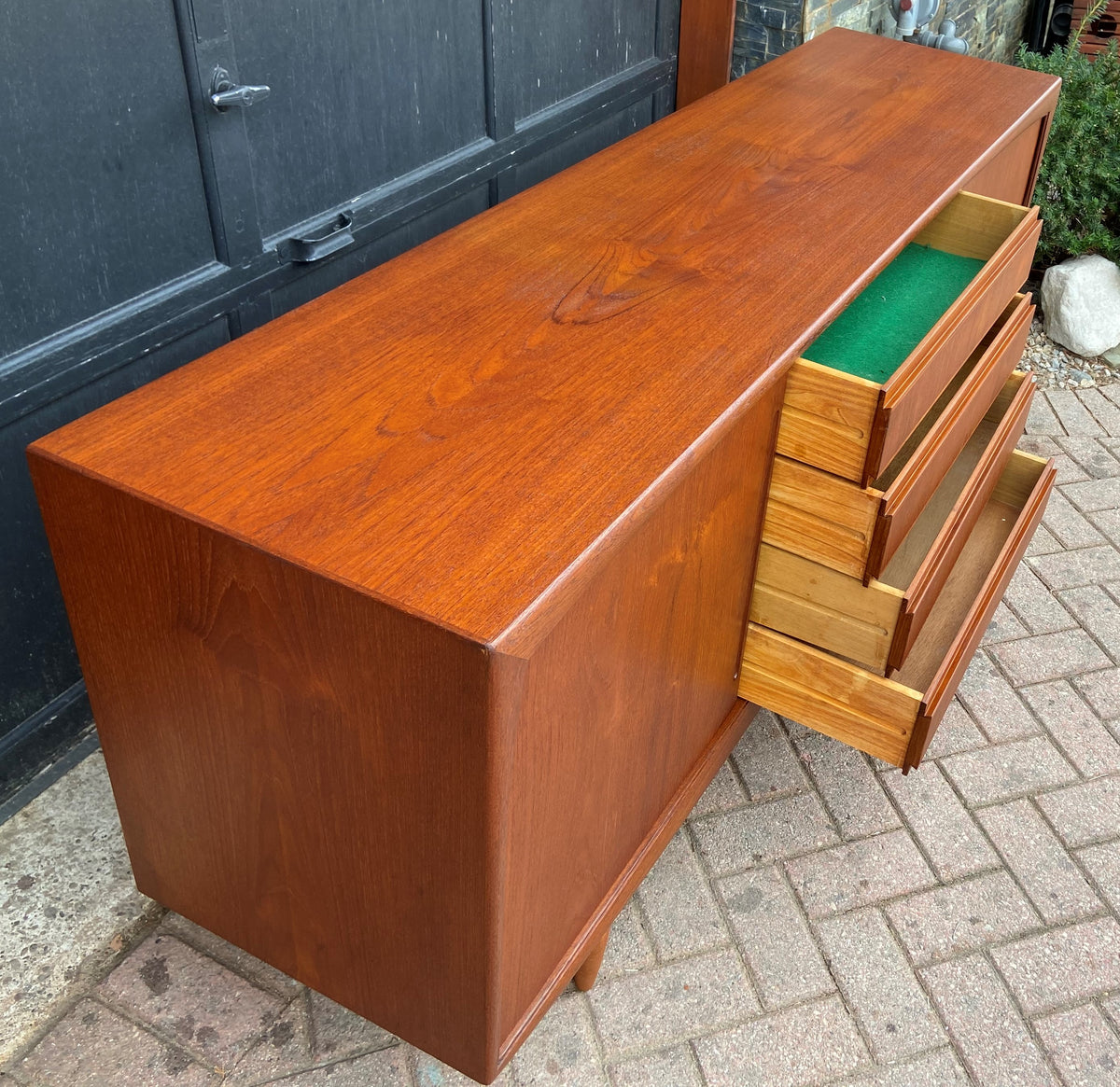 REFINISHED Danish MCM Teak Sideboard attributed to H.P. Hansen, 6 ft