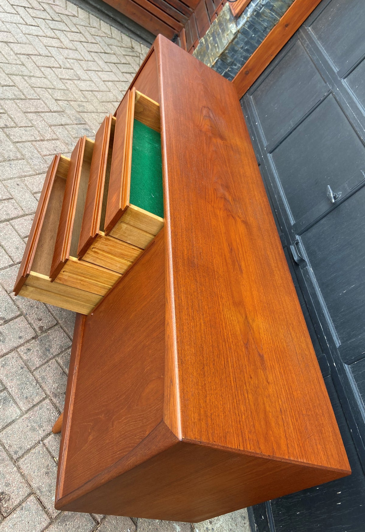REFINISHED Danish MCM Teak Sideboard attributed to H.P. Hansen, 6 ft