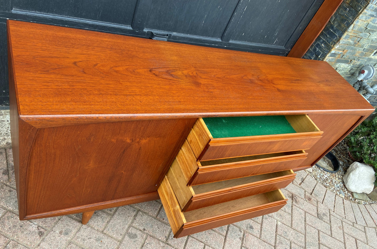 REFINISHED Danish MCM Teak Sideboard attributed to H.P. Hansen, 6 ft