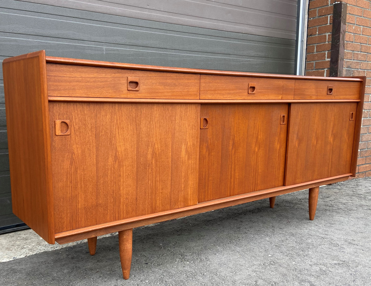 REFINISHED Danish MCM Teak Sideboard Credenza 78.5", Perfect