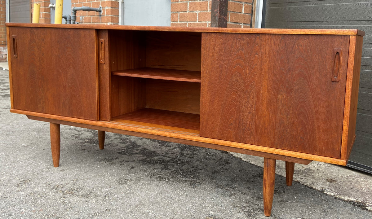 REFINISHED Danish Mid Century Modern Teak Sideboard Narrow, 71