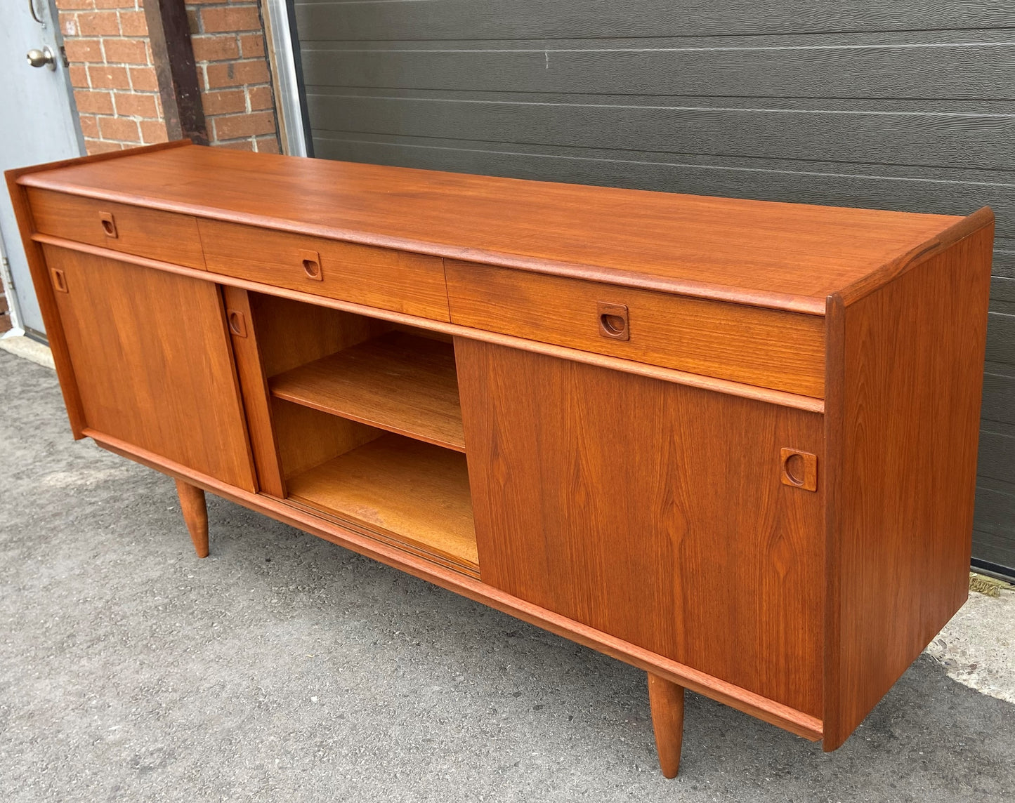 REFINISHED Danish MCM Teak Sideboard Credenza 78.5", Perfect