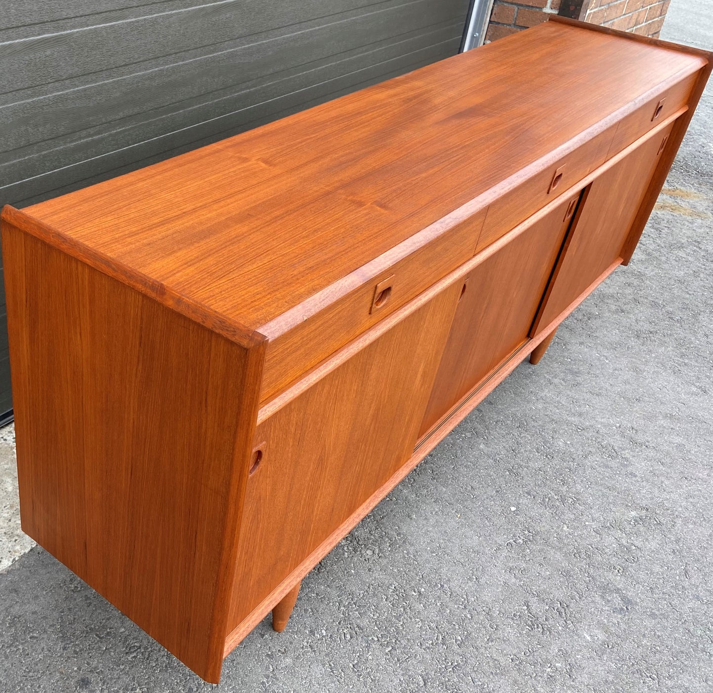 REFINISHED Danish MCM Teak Sideboard Credenza 78.5", Perfect