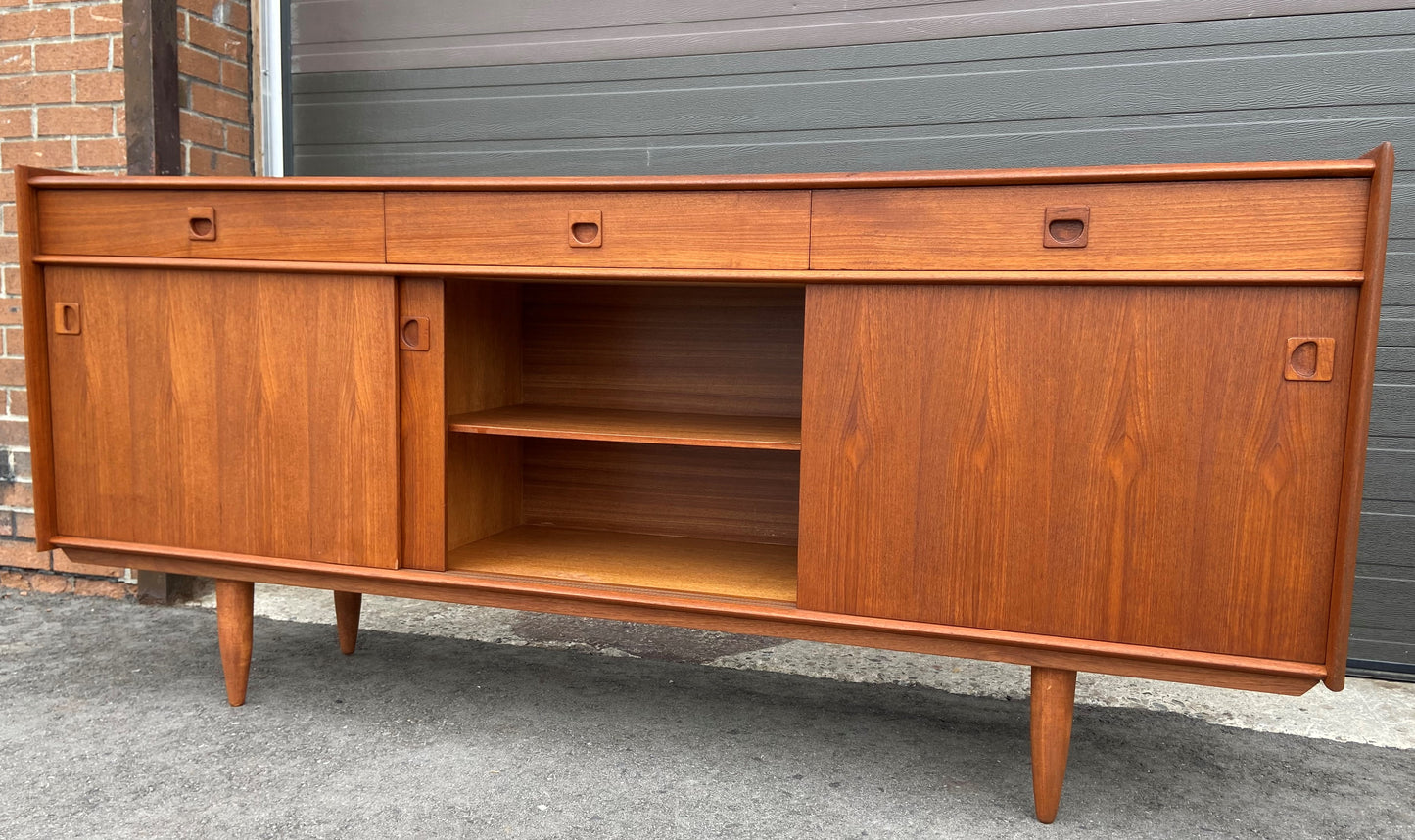 REFINISHED Danish MCM Teak Sideboard Credenza 78.5", Perfect