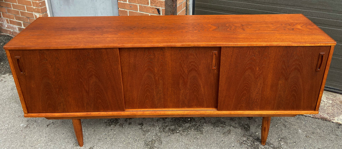 REFINISHED Danish Mid Century Modern Teak Sideboard Narrow, 71