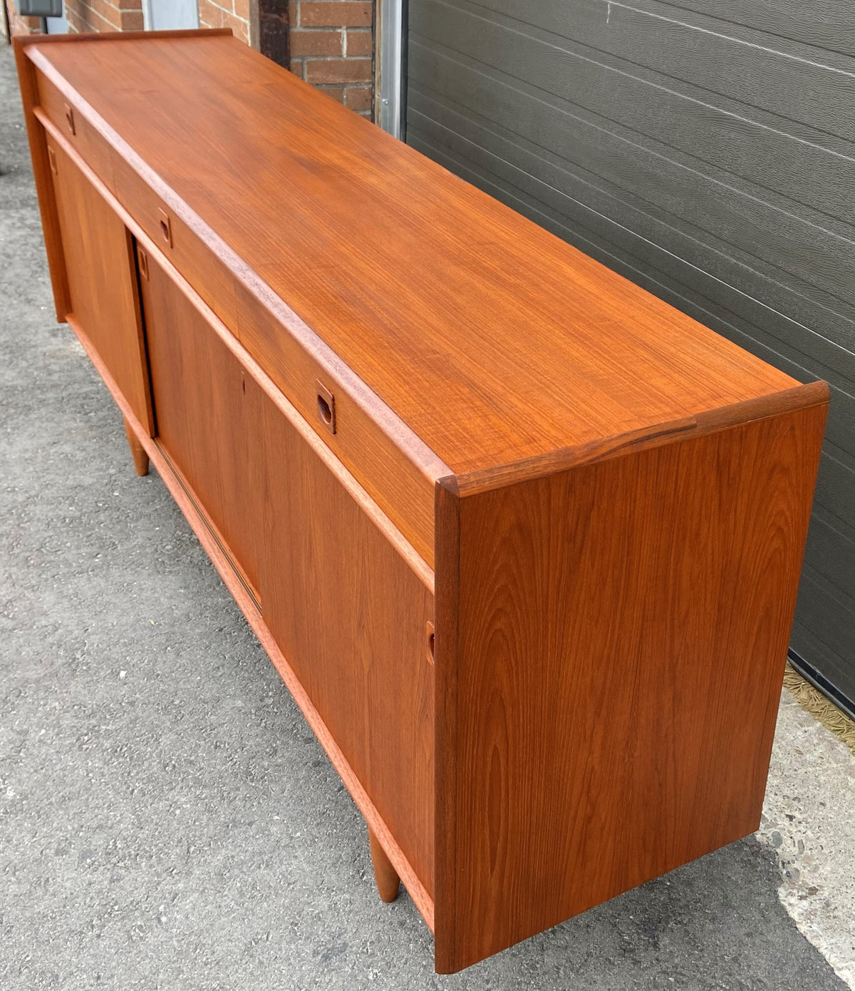 REFINISHED Danish MCM Teak Sideboard Credenza 78.5