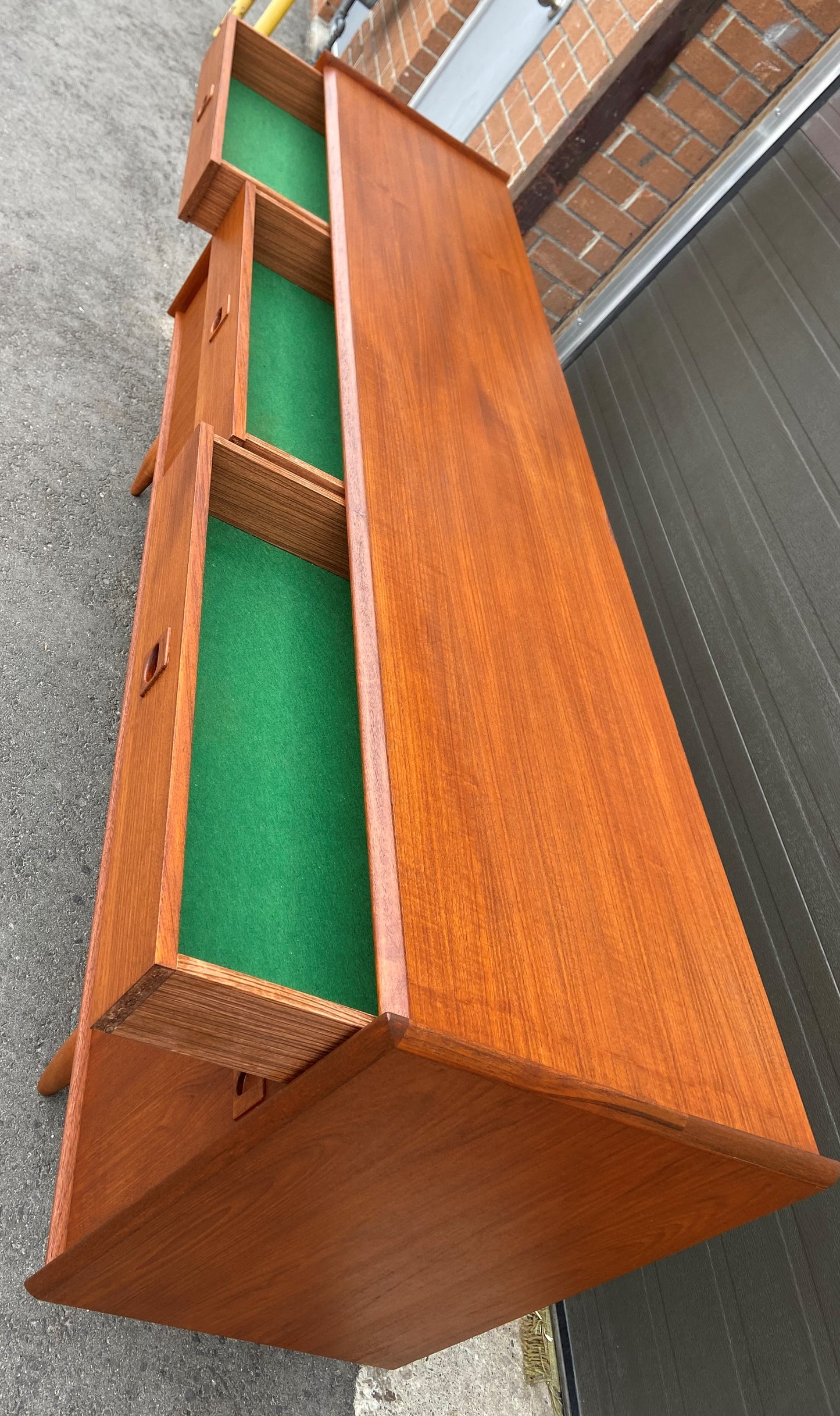 REFINISHED Danish MCM Teak Sideboard Credenza 78.5", Perfect