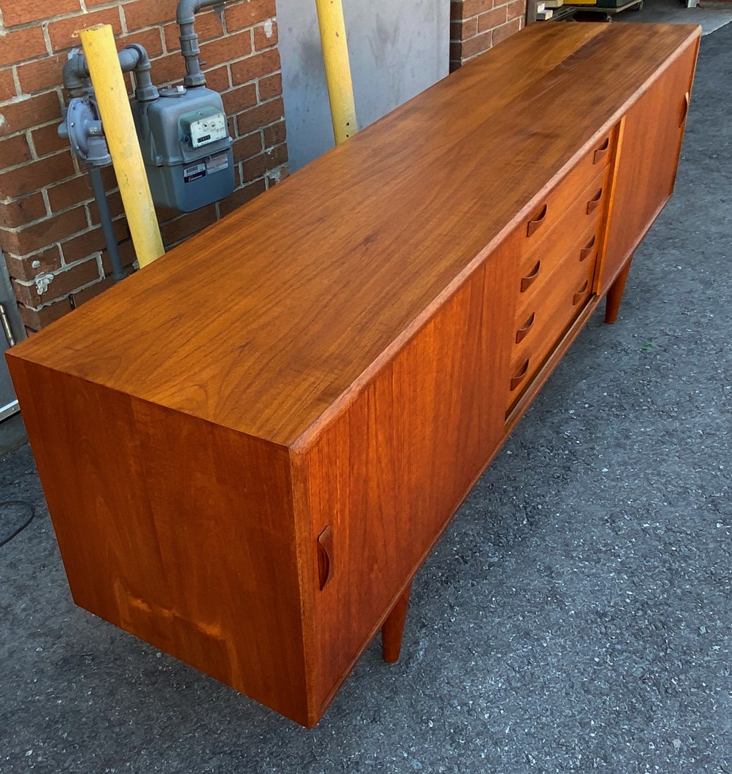 REFINISHED Danish Mid Century Modern Teak Sideboard by Clausen & Son, 82"