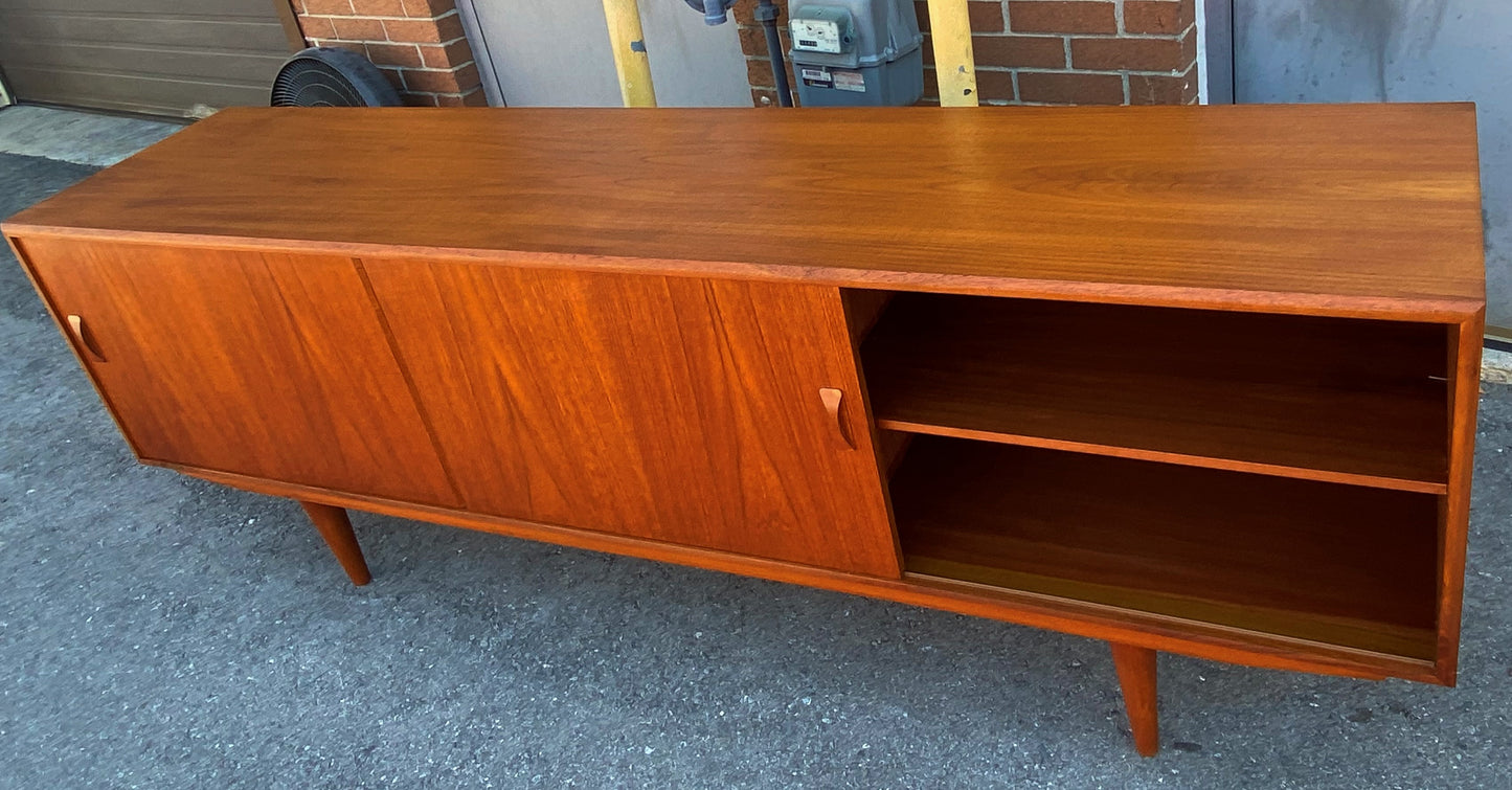 REFINISHED Danish Mid Century Modern Teak Sideboard by Clausen & Son, 82"