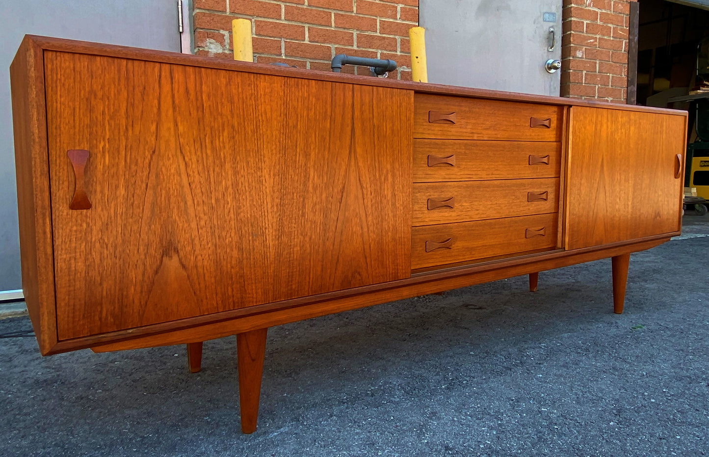 REFINISHED Danish Mid Century Modern Teak Sideboard by Clausen & Son, 82"