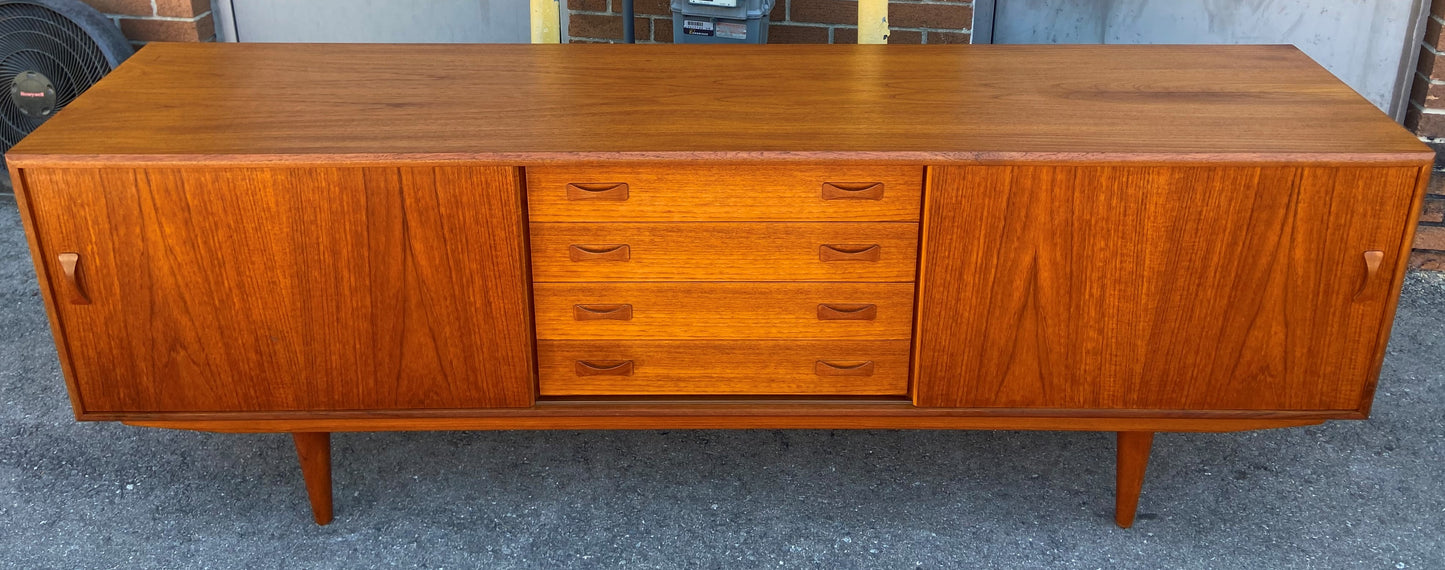 REFINISHED Danish Mid Century Modern Teak Sideboard by Clausen & Son, 82"