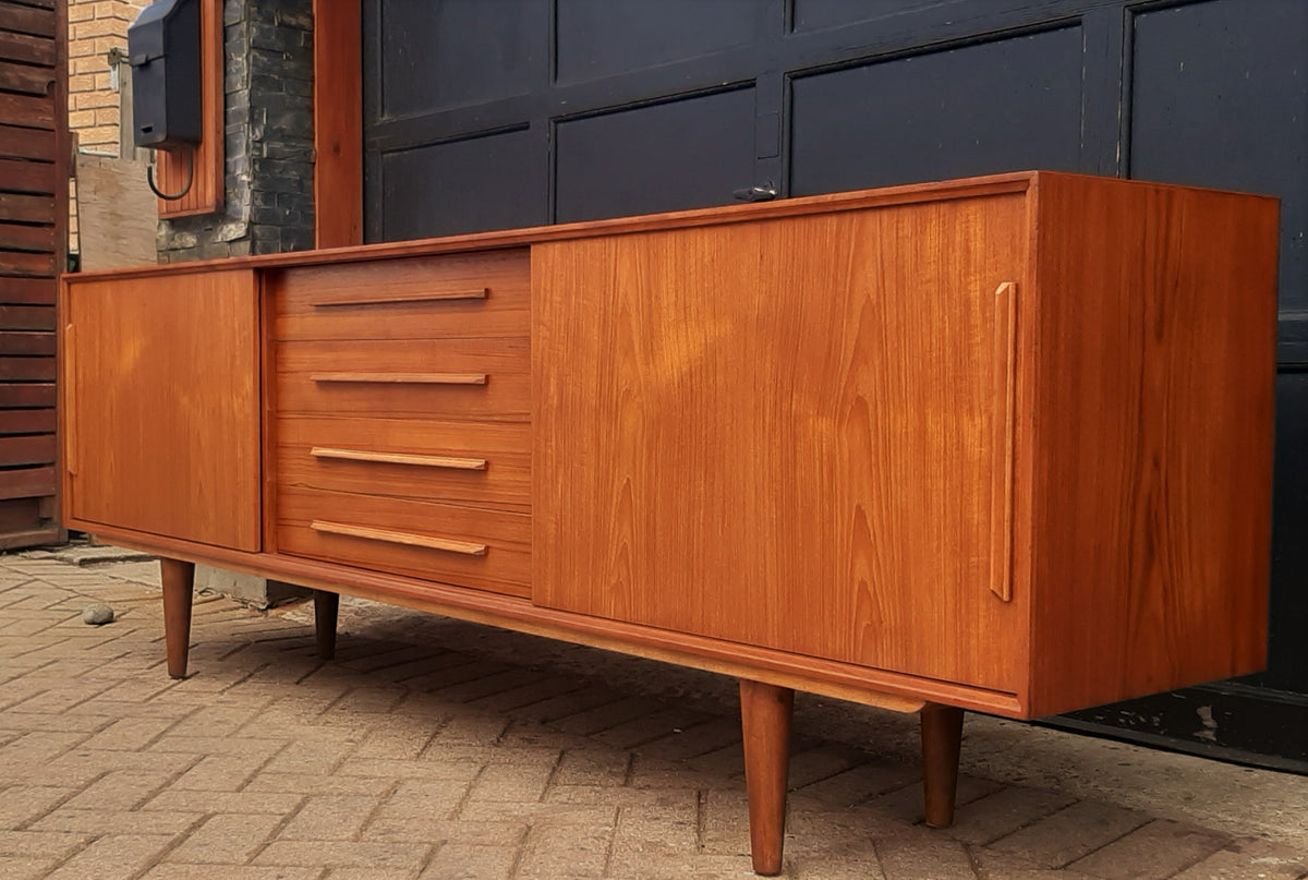 REFINISHED Danish MCM Teak Credenza Sideboard, 90.5