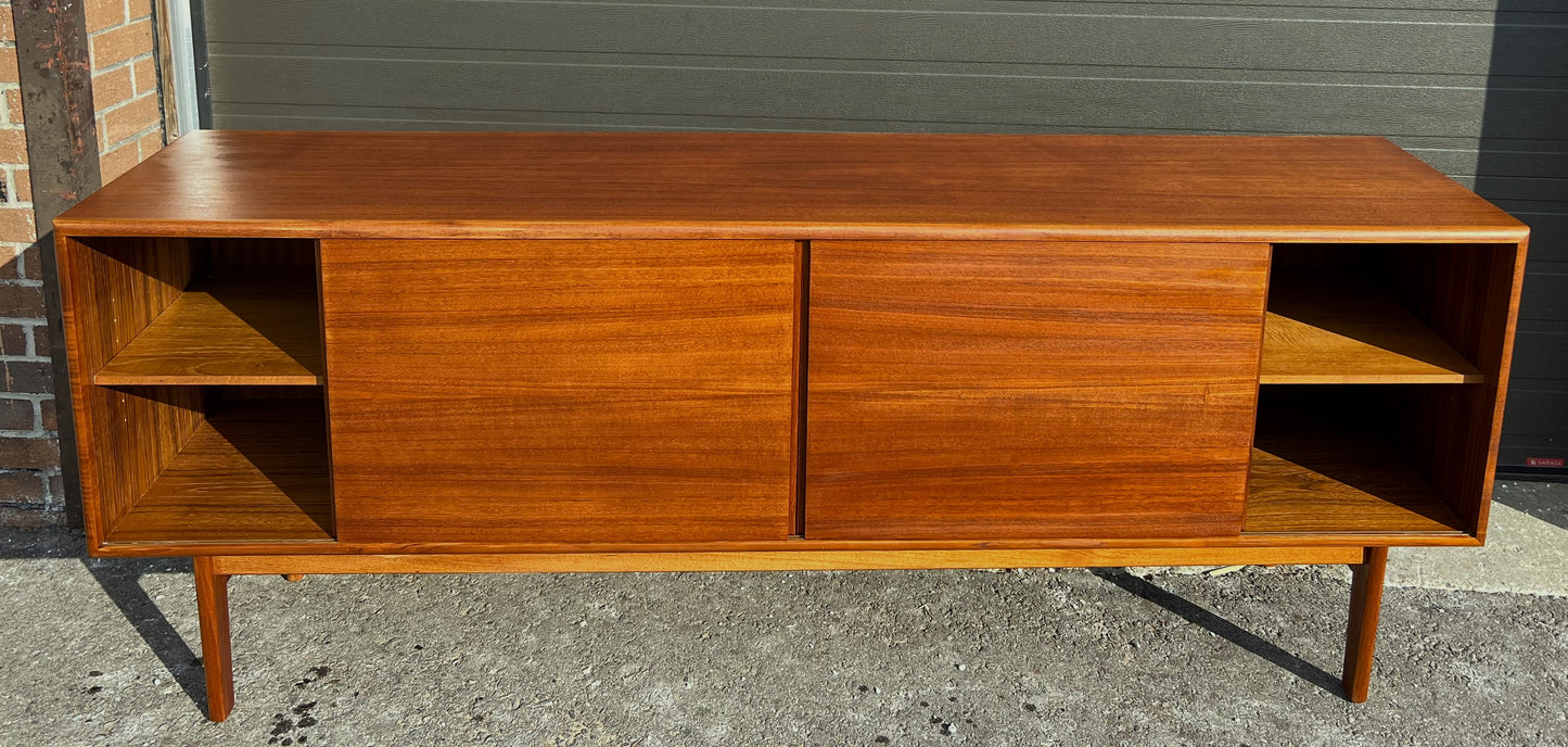 REFINISHED Danish Mid Century Modern Teak Sideboard w Finished Back 79"