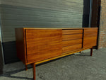REFINISHED Danish Mid Century Modern Teak Sideboard w Finished Back 79