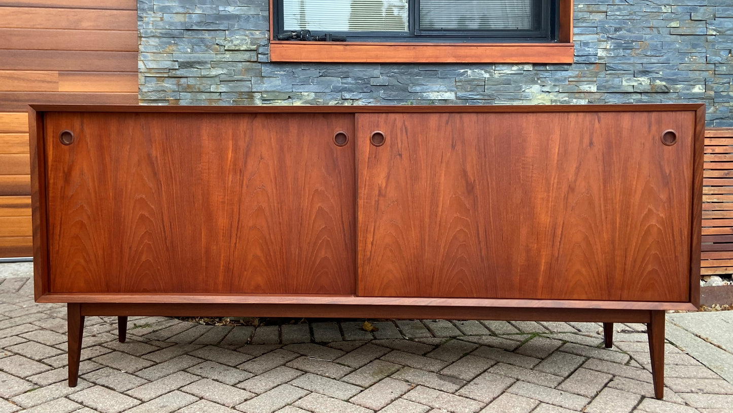 REFINISHED Danish MCM Teak Sideboard Credenza 6 ft, PERFECT