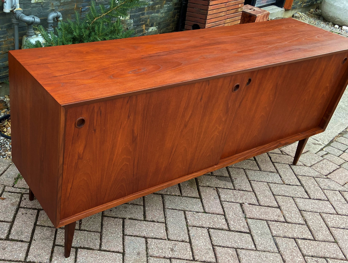 REFINISHED Danish MCM Teak Sideboard Credenza 6 ft, PERFECT