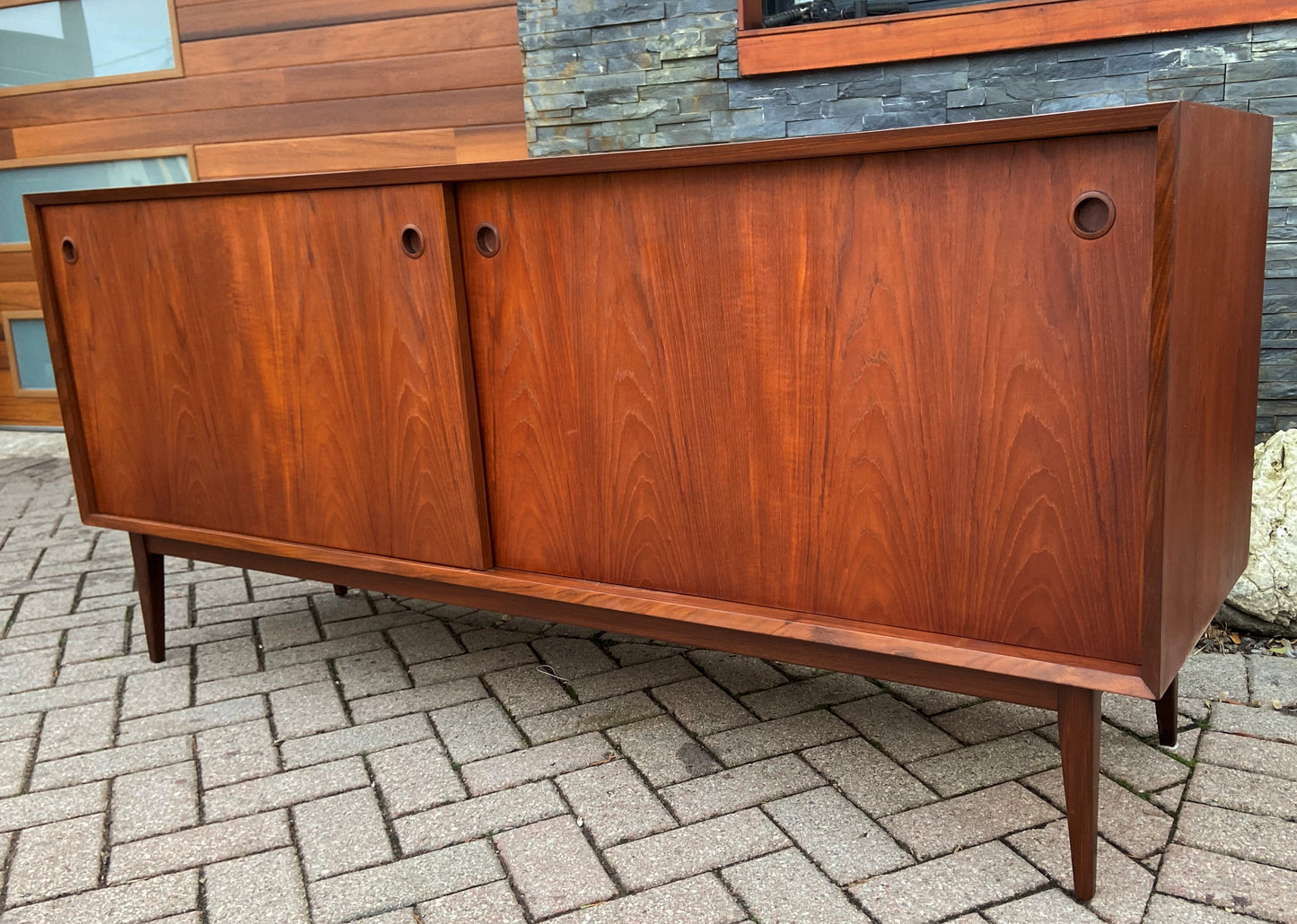 REFINISHED Danish MCM Teak Sideboard Credenza 6 ft, PERFECT