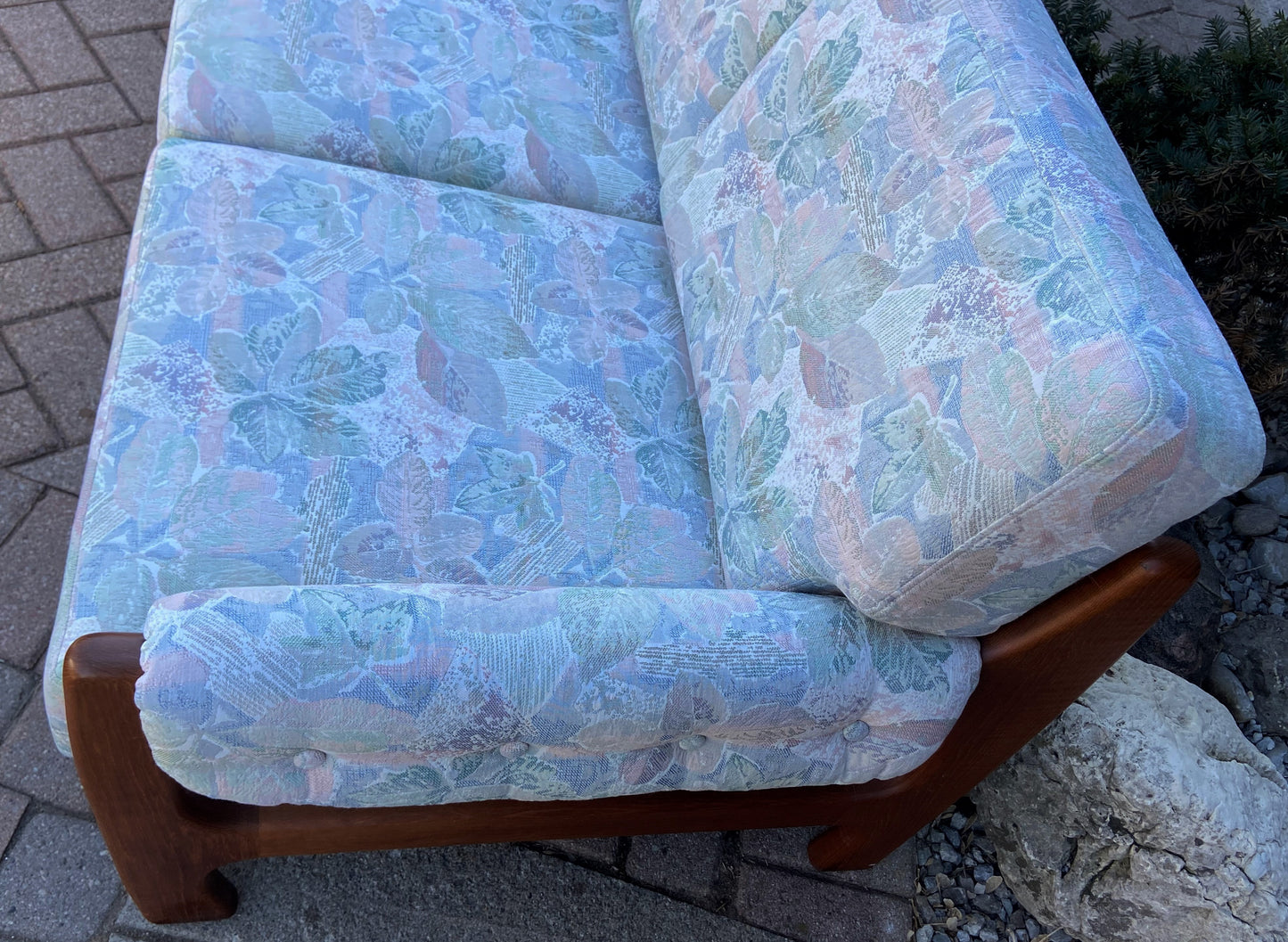 REFINISHED REUPHOLSTERED Danish MCM Teak Sofa 4-Seater and Armchair, Perfect