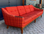 REFINISHED Danish MCM Teak Sofa 4-Seater and Lounge Chair in orange wool fabric 2