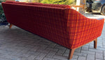 REFINISHED Danish MCM Teak Sofa 4-Seater and Lounge Chair in orange wool fabric 5