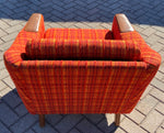REFINISHED Danish MCM Teak Sofa 4-Seater and Lounge Chair in orange wool fabric 7