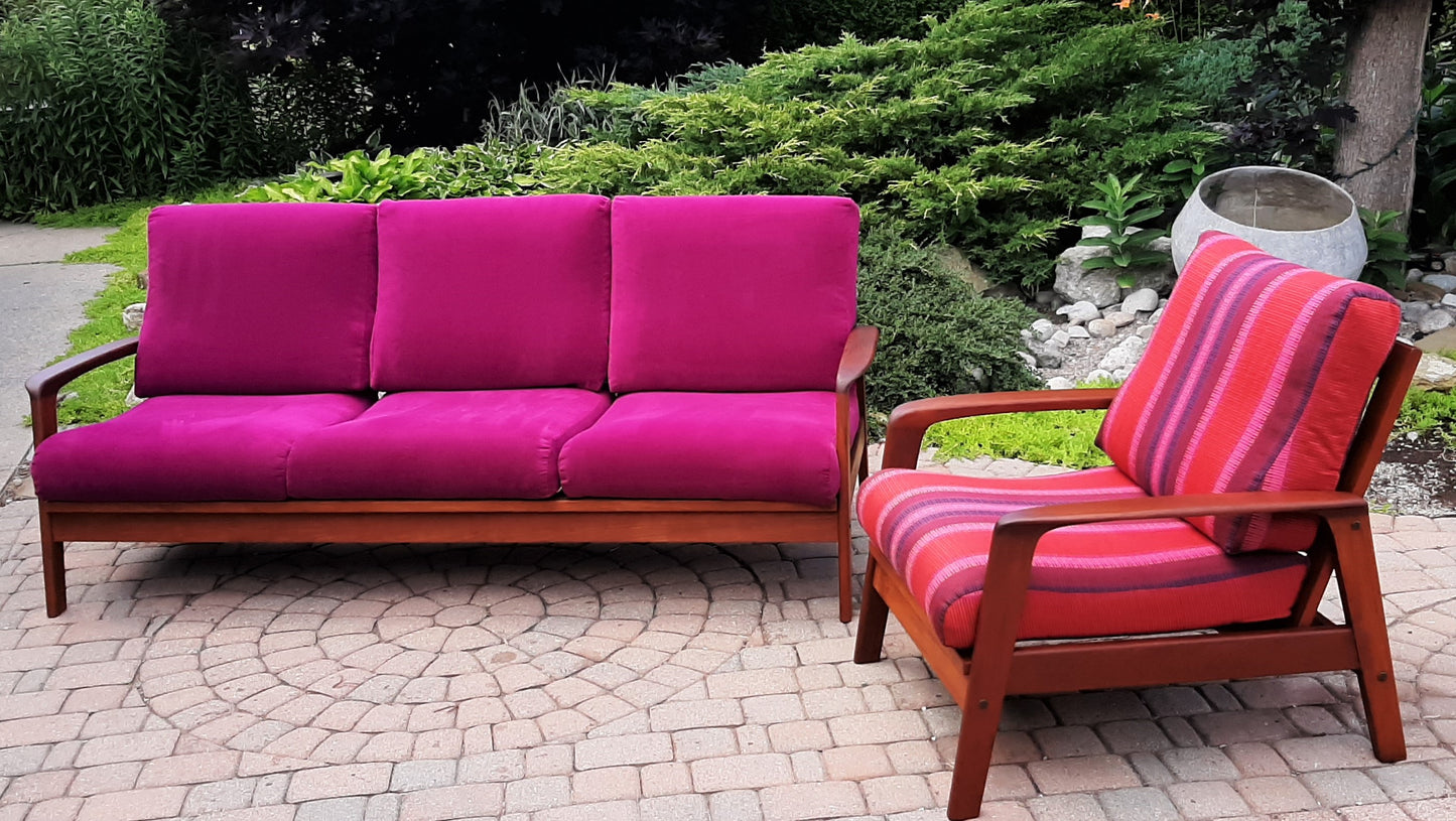 REFINISHED Danish MCM Teak 3-Seater Sofa & Lounge chair - PERFECT