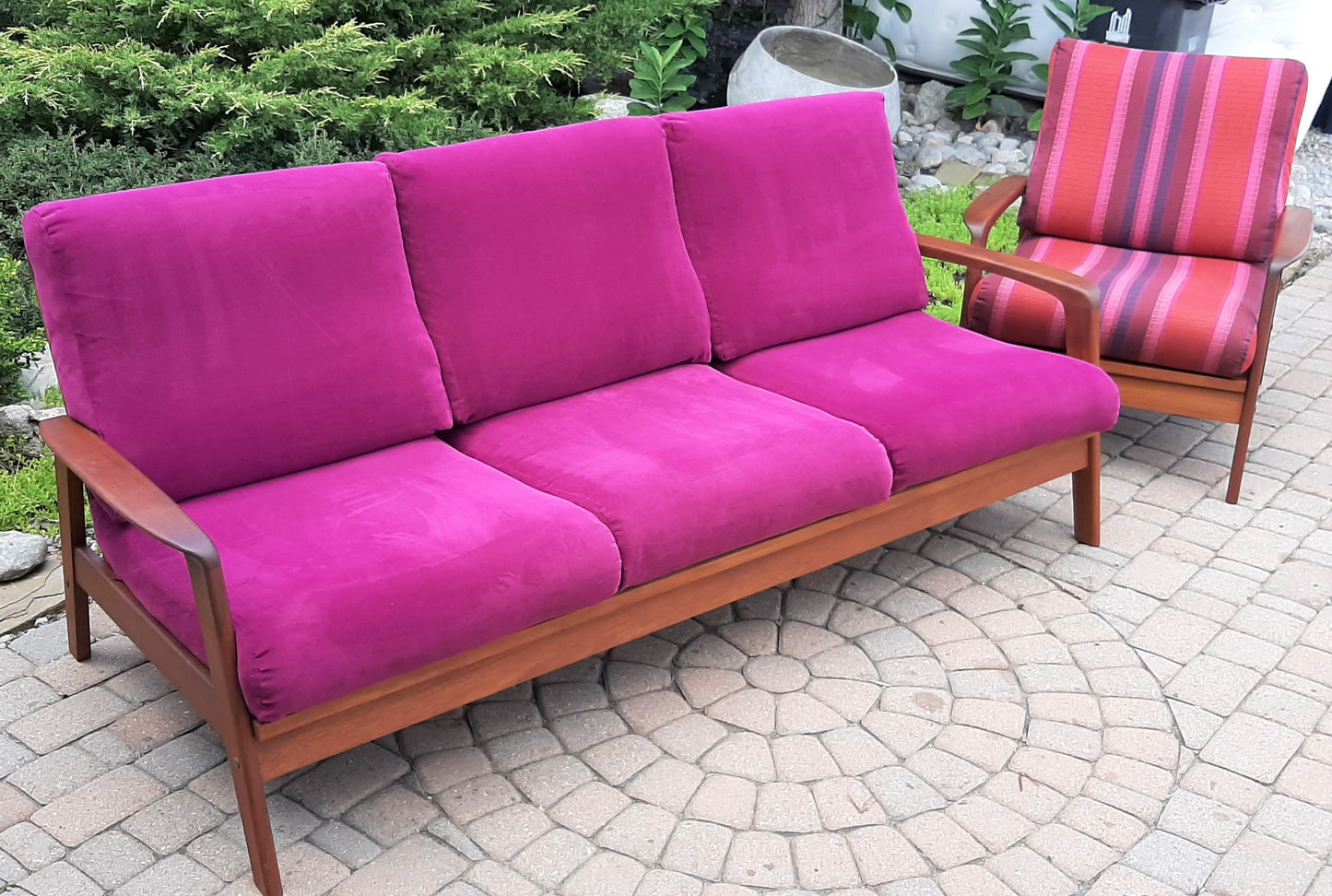 REFINISHED Danish MCM Teak 3-Seater Sofa & Lounge chair - PERFECT