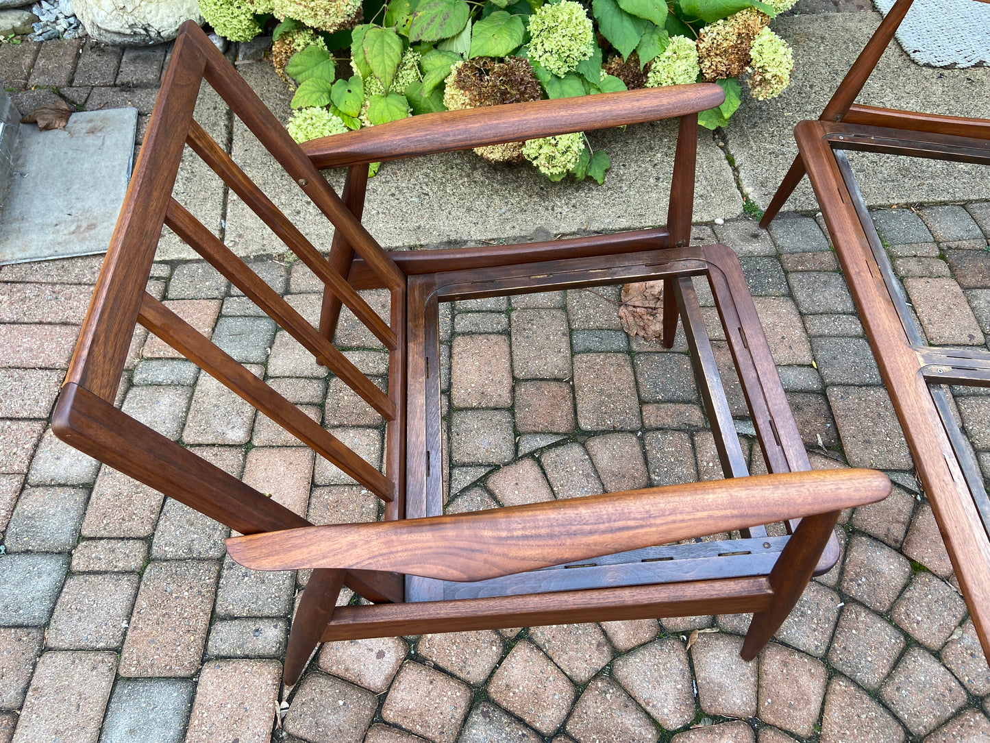 REFINISHED Danish MCM 3-Seater Sofa & Lounge Chair, w NEW CUSHIONS in navy Maharam