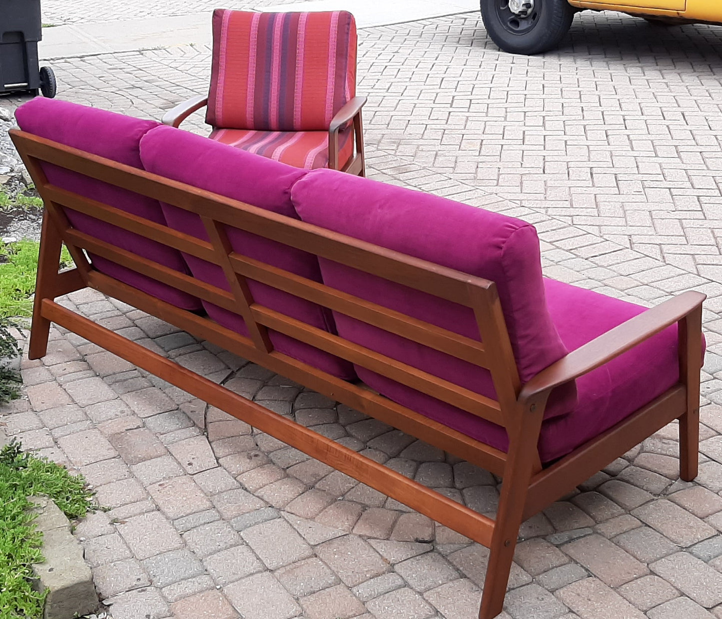 REFINISHED Danish MCM Teak 3-Seater Sofa & Lounge chair - PERFECT