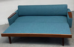 REFINISHED REUPHOLSTERED Danish MCM Teak Sofa - Bed, PERFECT 7