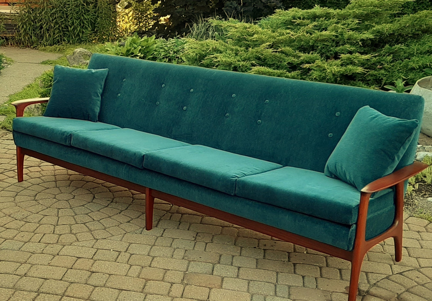 Choose Fabric! REFINISHED Mid Century Modern Teak 4-Seater Sofa