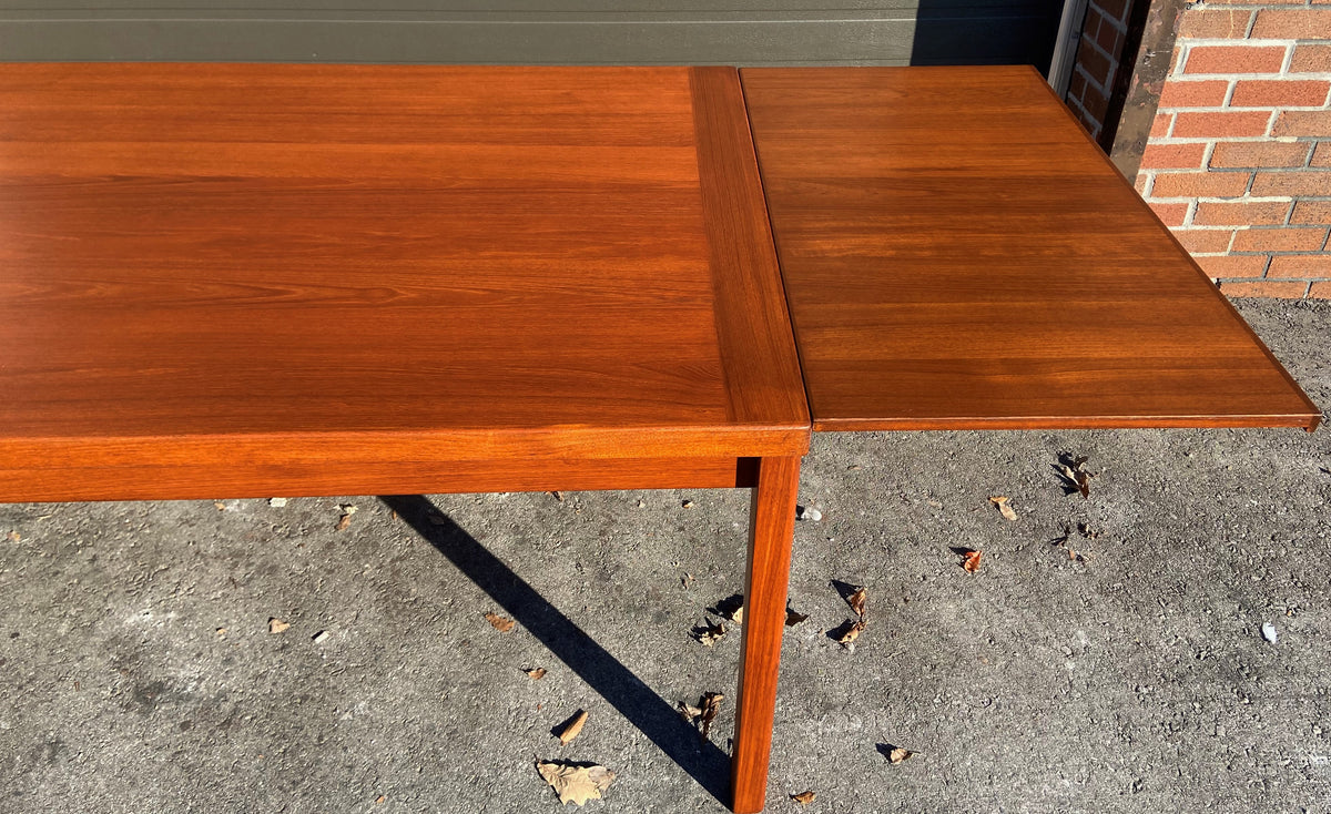 REFINISHED Danish Mid Century Modern Teak Draw Leaf Table 65