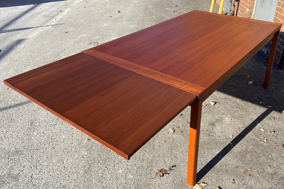 REFINISHED Danish Mid Century Modern Teak Draw Leaf Table 65